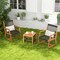 Patio Conversation Set 2 Chairs 1 Table Black Natural Acacia Wood Rope Design